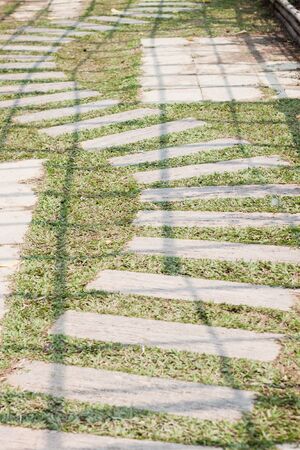 Garden stone path with grass, stock photoの写真素材