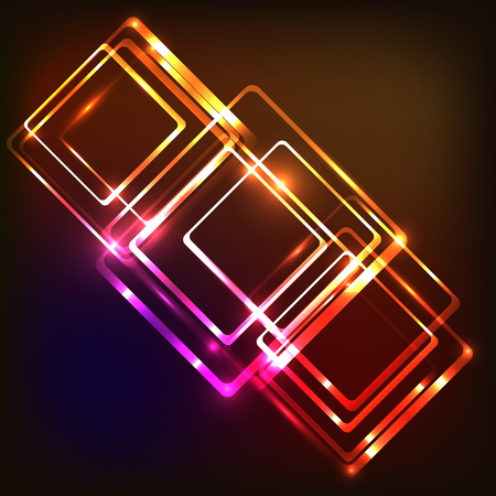 Abstract neon background with rounded rectangles, stock vectorのイラスト素材