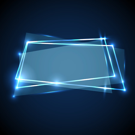 Abstract background with blue neon banner, stock vectorのイラスト素材
