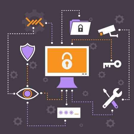 Security infographic on grey background, stock vectorのイラスト素材