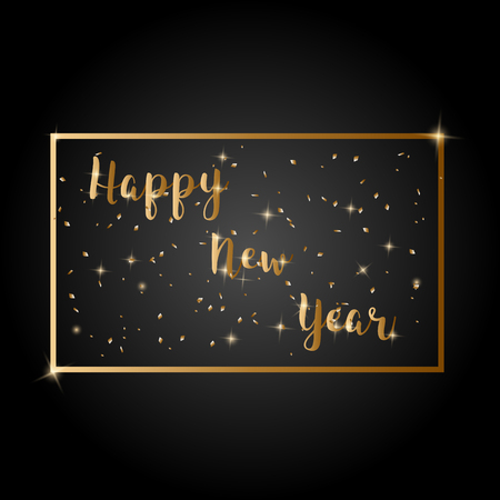 Golden Happy New Year with dark background, stock vectorのイラスト素材