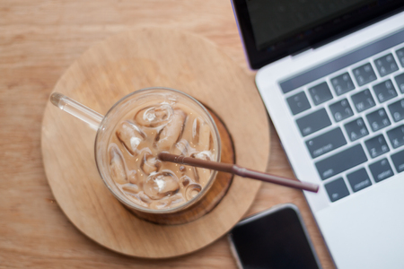 Iced coffee in coffee shop, stock photoの写真素材