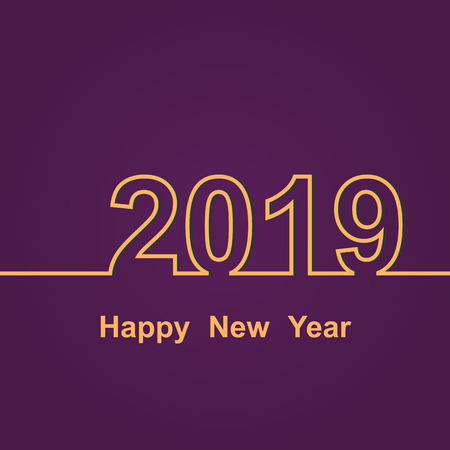 2019 Happy New Year on purple background, stock vectorのイラスト素材