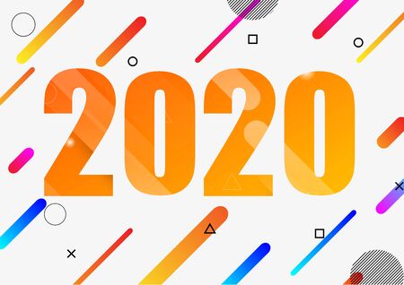 Happy new year 2020 with dynamic shapes, stock vectorのイラスト素材