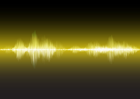 Yellow sound waves glow light, stock vector