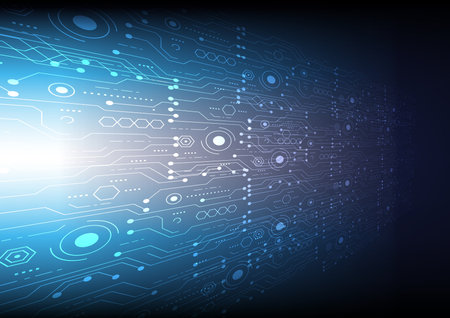 Perspective technology background with hi-tech digital data connection, stock vectorのイラスト素材