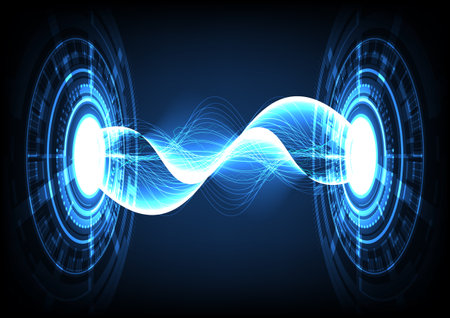 Abstract background with blue tech circles bolt, stock vectorのイラスト素材