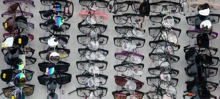 glasses sale at street marketの写真素材