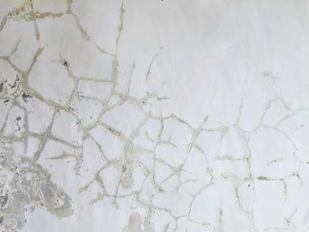 Old white wall with cracks. Abstract background and texture for design.の写真素材
