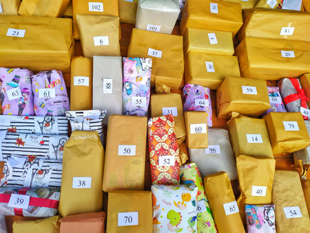 Packaging for gifts in the shopping center of Kharkov.の写真素材