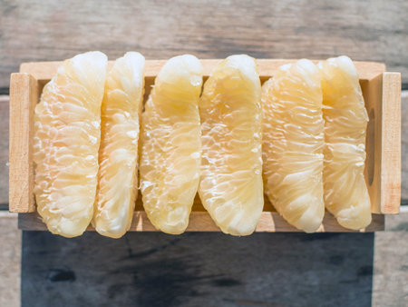 Thai grapefruit in the wood boxの写真素材