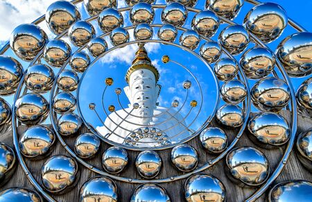 Thailand Buddha with beautiful blue skyの写真素材