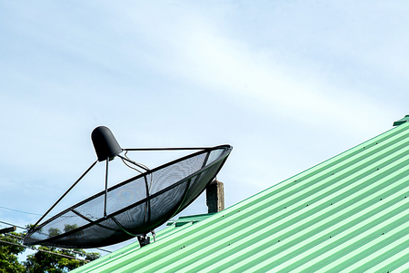 Satellite TV on the Roofの写真素材