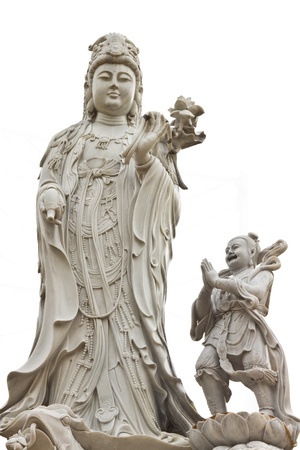 Goddess of mercy Guan yin statue in chinese temple, Bangkokの写真素材