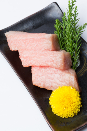 Otoro sashimi with decorate at restaurantの写真素材