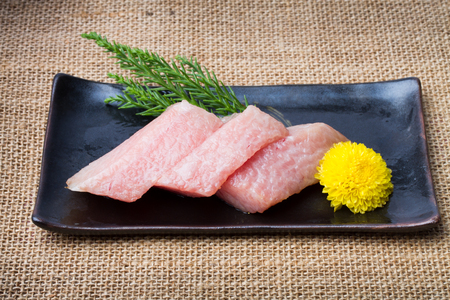 Otoro sashimi with decorate at restaurantの写真素材