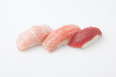 Sushi Otoro, Chutoro, Hon Maguro Akami. Japanese foodの写真素材