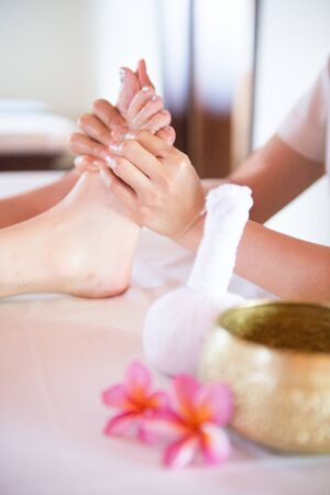 Relaxing body massage at spaの写真素材