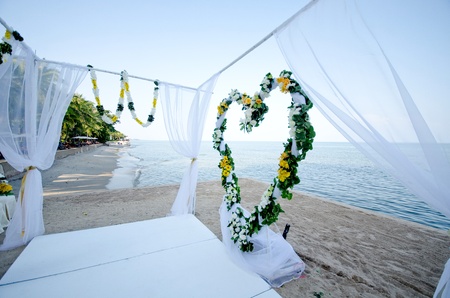 Wedding setting on a tropical beachの写真素材