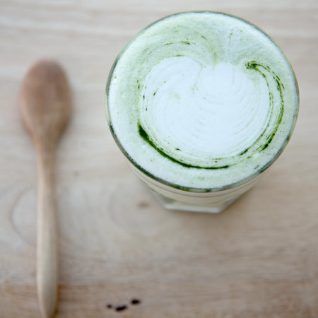 Matcha Latte. Foam Art