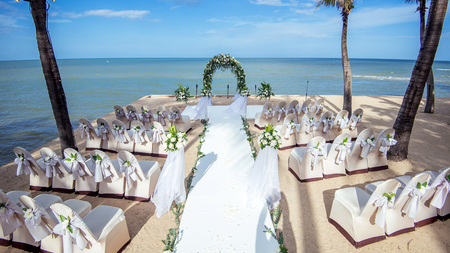 Wedding setting,beach wedding,wedding chairsのeditorial素材
