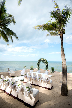 Wedding setting,beach wedding,wedding chairsの写真素材