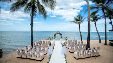Wedding setting,beach wedding,wedding chairsの写真素材