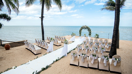 Wedding setting,beach wedding,wedding chairsの写真素材