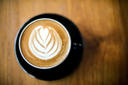 Latte art,top view,vintageの写真素材