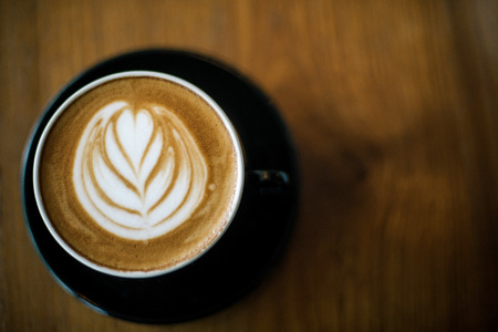 Latte art,top view,vintageの写真素材