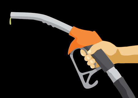 Hand holding fuel nozzle on petrol gas stationのイラスト素材