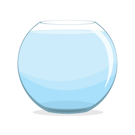 Empty fishbowl aquarium with water on white background. Vector illustrationのイラスト素材