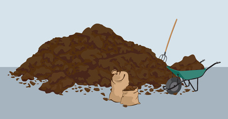 Heap of muck â?? manure. Organic fertilizer farming. Biodynamic agriculture.のイラスト素材