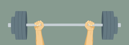 Hands lifted barbell weight. Strength and power symbol. Vector illustrationのイラスト素材