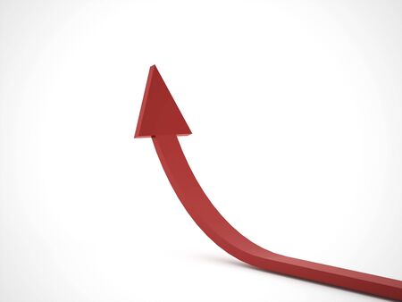Red arrow on white backgroundの写真素材