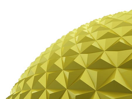 Yellow abstract sphere relief on white backgroundの写真素材