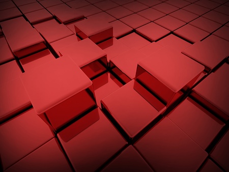 Red cubes concept renderedの写真素材