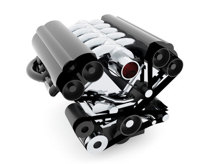 Car engine on white background isolated rendered