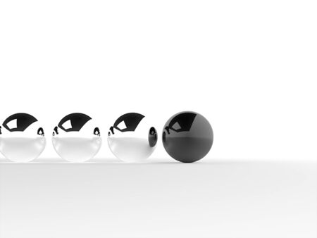 Abstract chrome sphere one is black isolated with shadowの写真素材