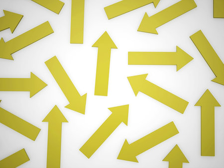Many yellow arrows concept