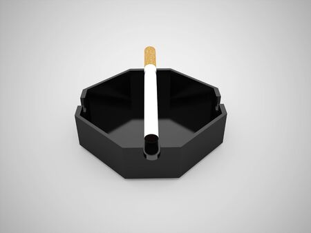 Ashtray with cigarette renderedの写真素材