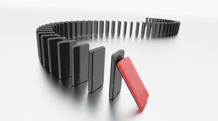 Domino effect rendered on white isolated Domino effect rendered on white isolated