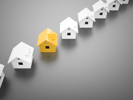 Houses concept one is yellowの写真素材