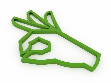 o.k. hand isolated on white backgroundの写真素材