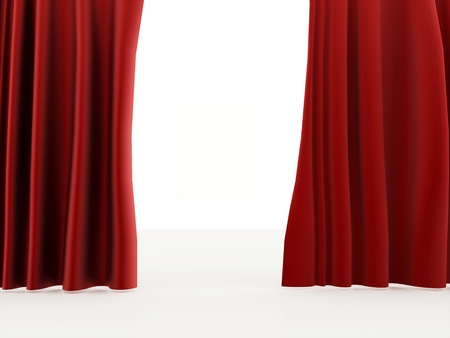 Curtain red on white backgroundの写真素材