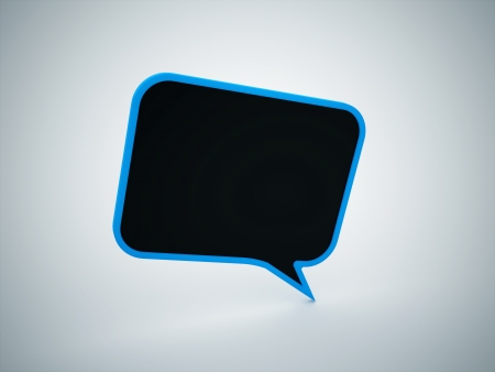Speech bubble on blue concept renderedの写真素材