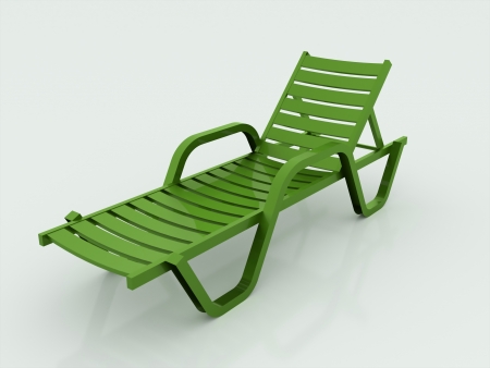 Beach chair green rendered isolated on white backgroundの写真素材