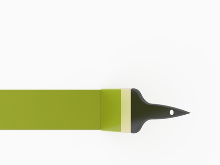 Paint brush with green stroke on white backgroundの写真素材
