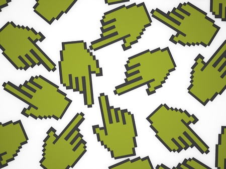 Hand pointer on greenの写真素材