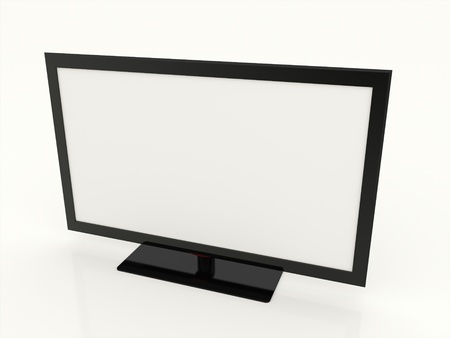 Led tv white screen on white backgroundの写真素材